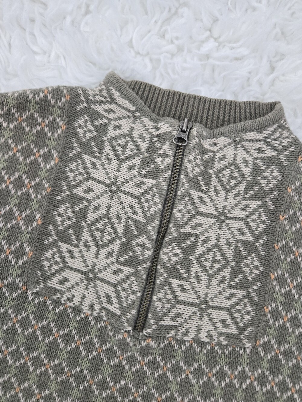 Woolrich Vintage ramie and cotton blend 1/4 zip pullover sweater. Olive green. S - Picture 3 of 9